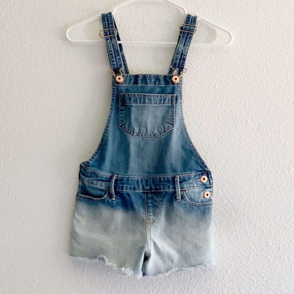 Girls Ombre Denim Overall Shorts